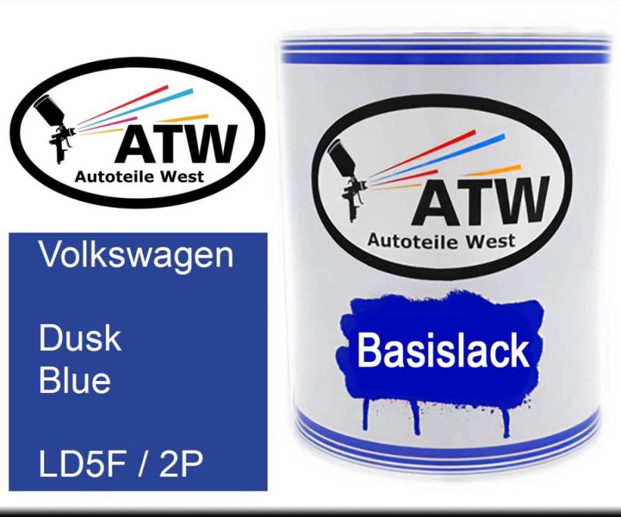 Volkswagen, Dusk Blue, LD5F / 2P: 1L Lackdose, von ATW Autoteile West.